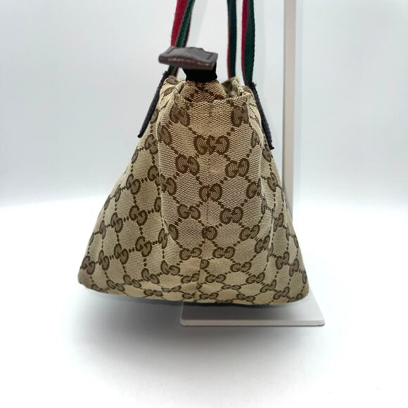GUCCI Bag Canvas Sherry Web Line Tote GG Beige Red Green 131228 - Picture 8 of 16